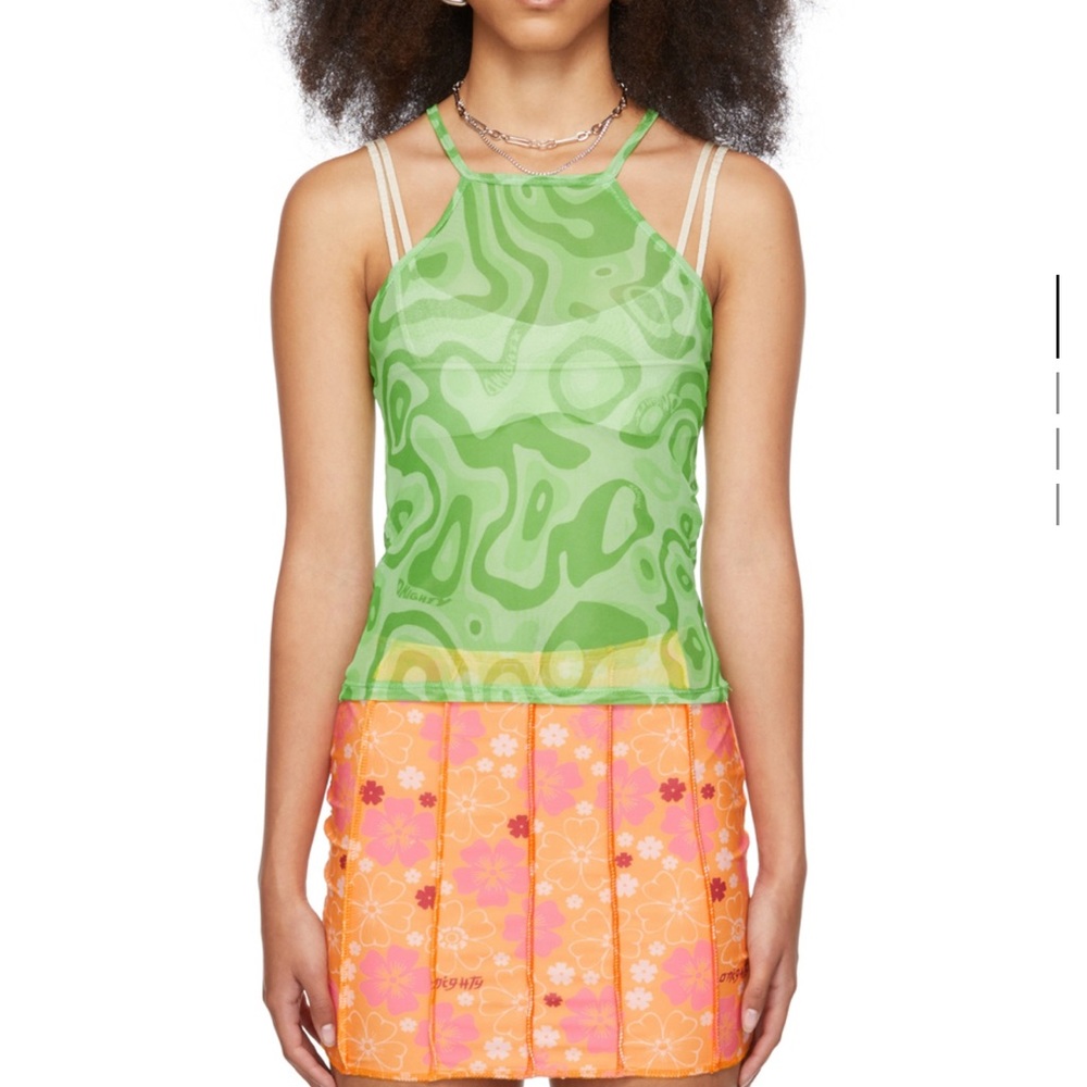 Omighty green print mesh tank